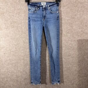 AGOLDE Skinny Jeans Womens 24 Blue Raw Hem Stretchy Minimalist
